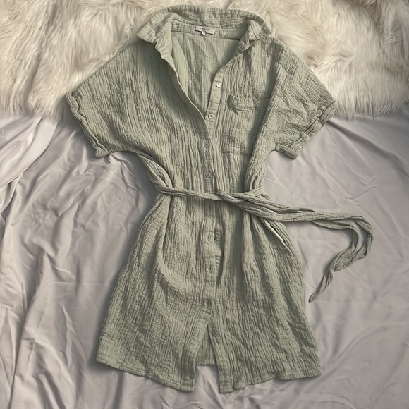FRNCH Paris button down light green dress - Picture 3 of 4